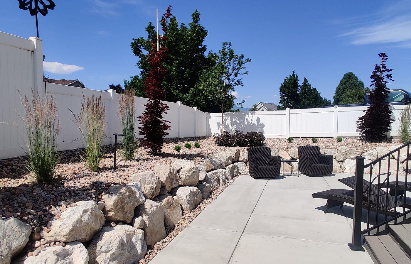Backyard patio and landscape installation